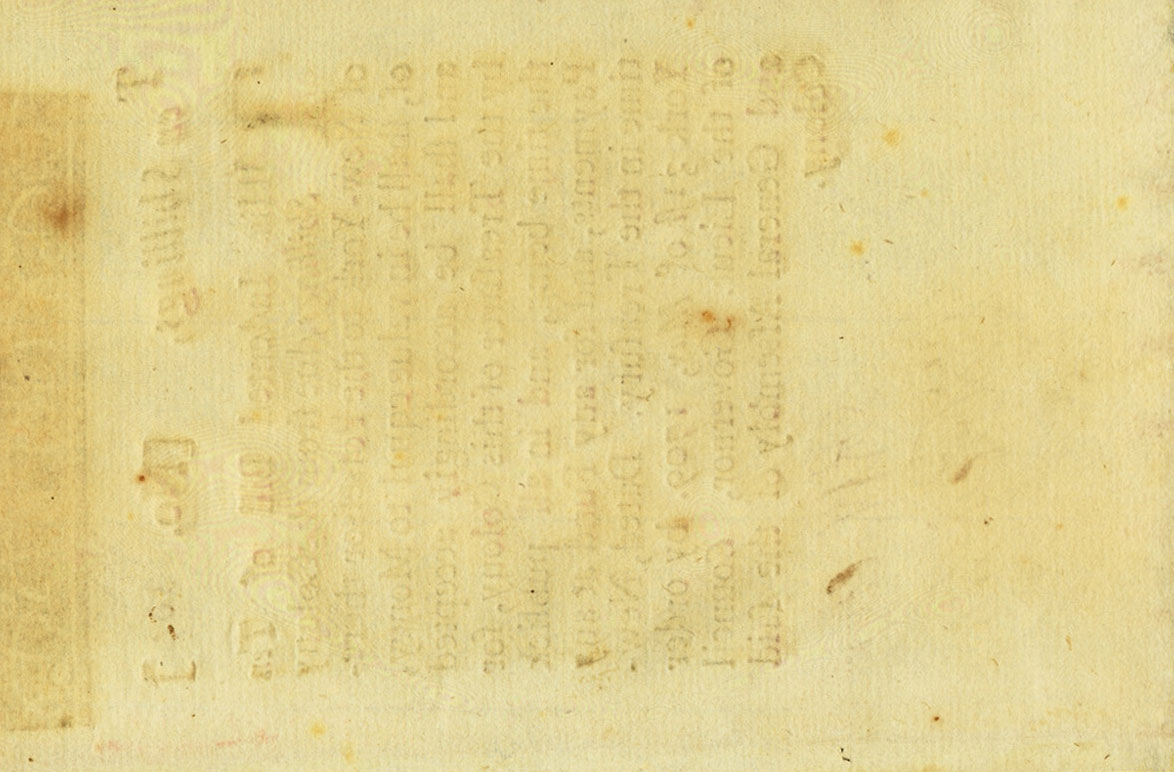 Back of United States pS1864a: 10 Shillings from 1709