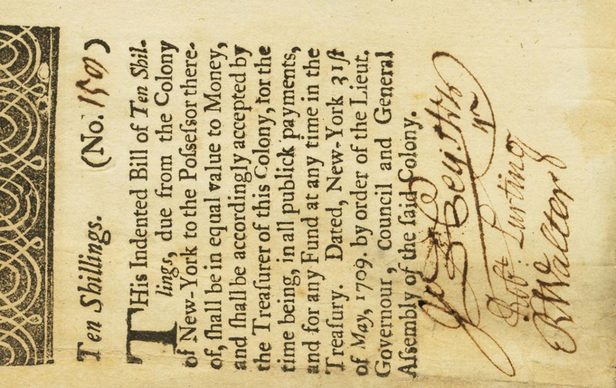 Front of United States pS1864b: 10 Shillings from 1709