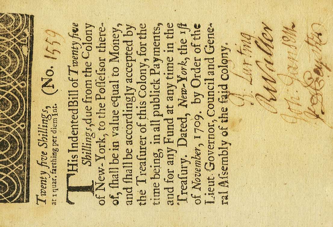 Front of United States pS1869: 25 Shilling from 1709