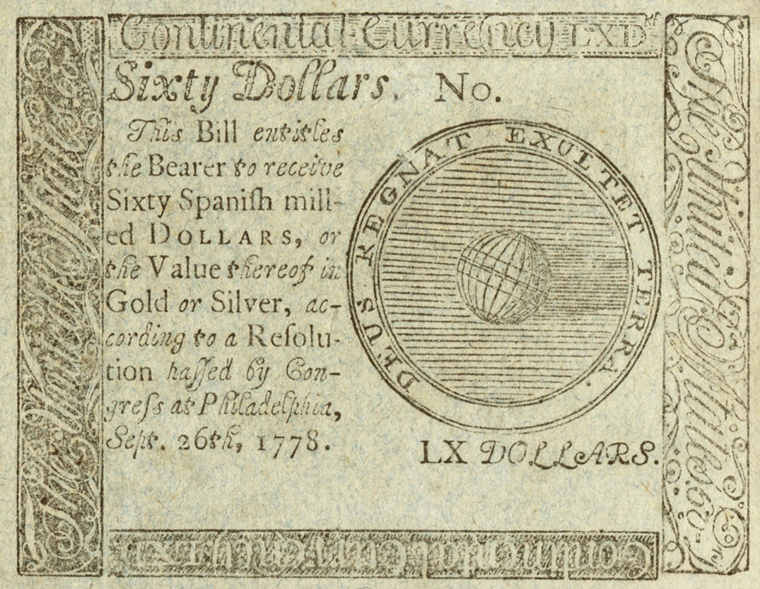Front of United States pS186: 60 Dollars from 1778