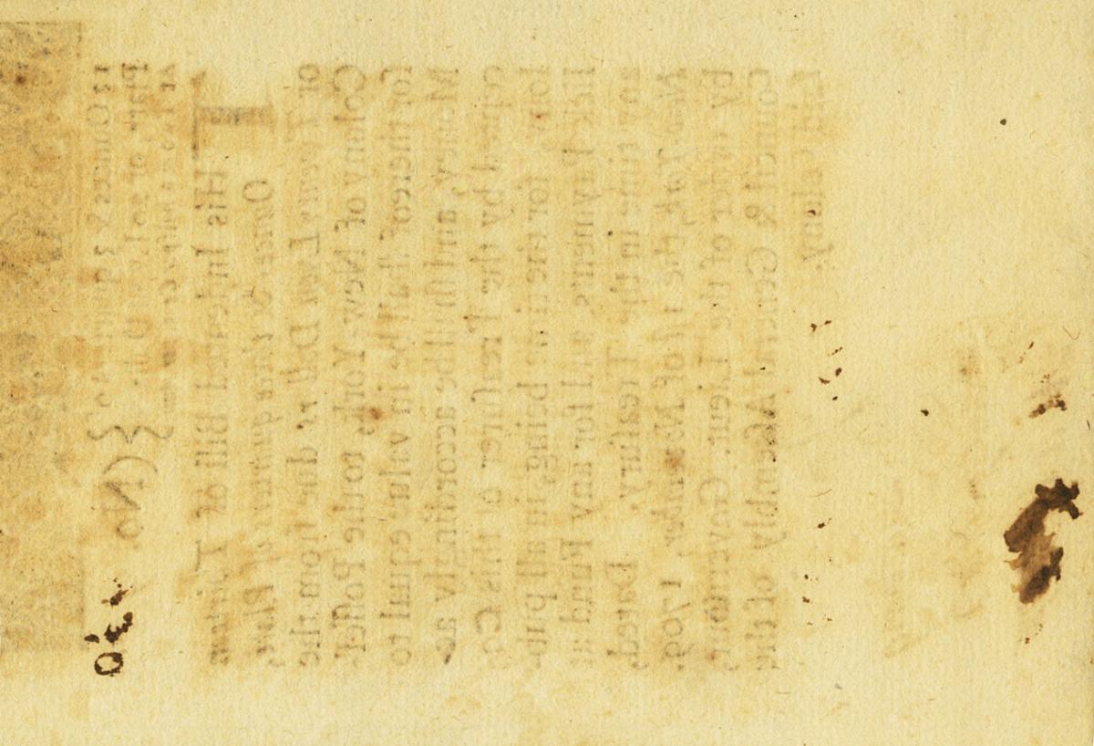 Back of United States pS1876: 20 Lyon Dollars from 1709