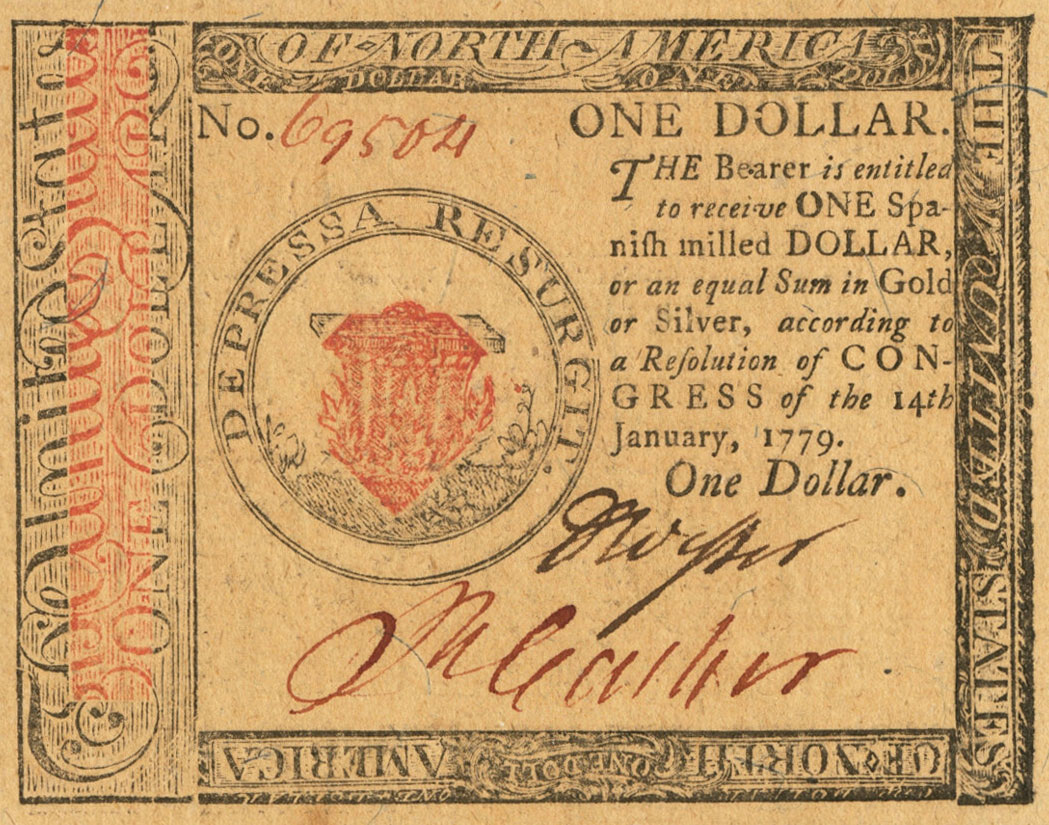 Front of United States pS187: 1 Dollar from 1779