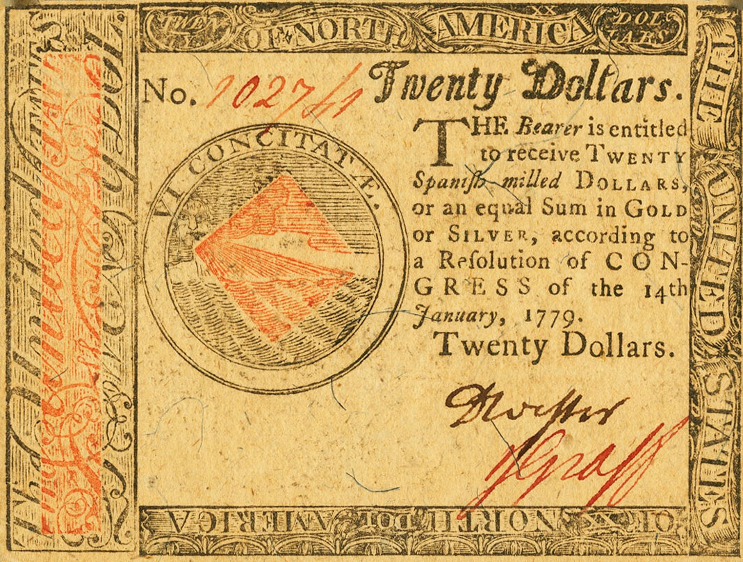 Front of United States pS192: 20 Dollars from 1779