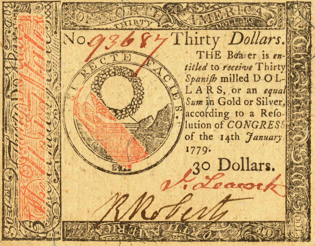 Front of United States pS193: 30 Dollars from 1779