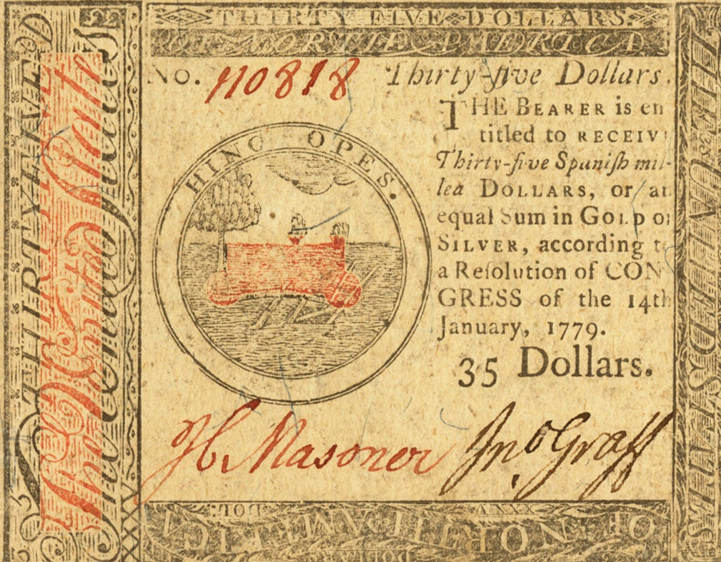 Front of United States pS194: 35 Dollars from 1779