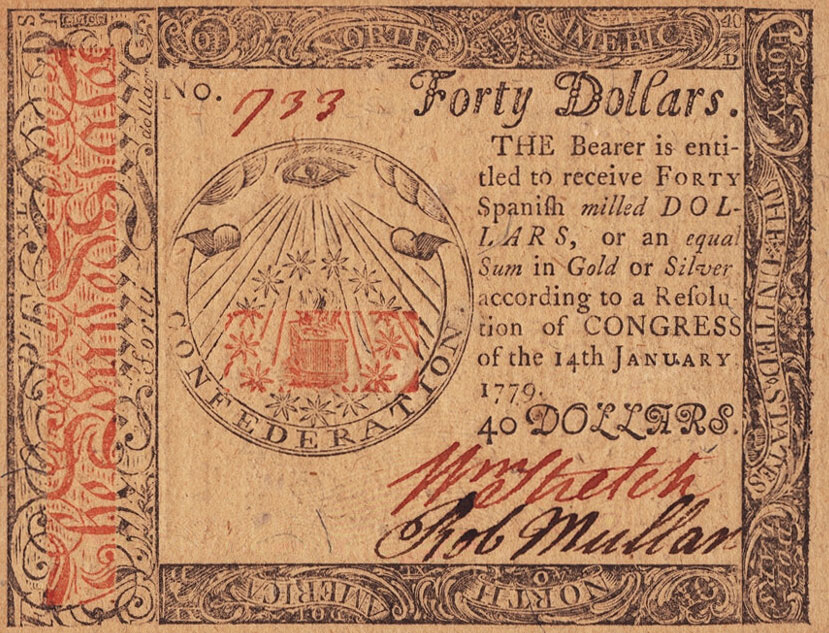 Front of United States pS195: 40 Dollars from 1779