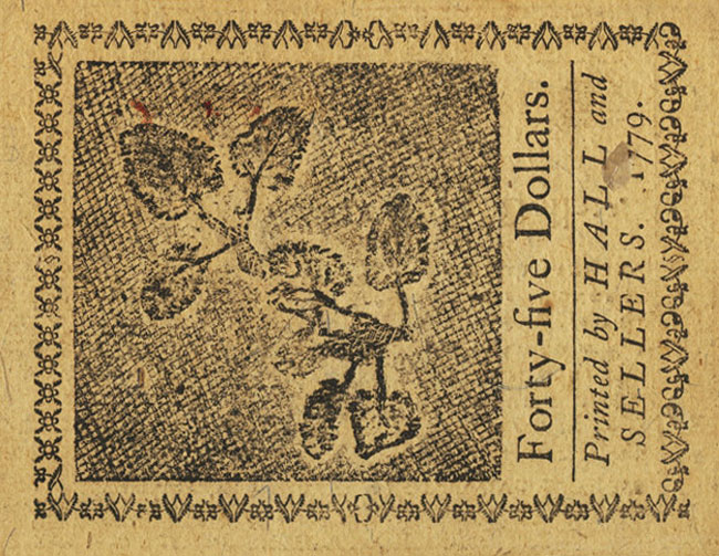 Back of United States pS196: 45 Dollars from 1779