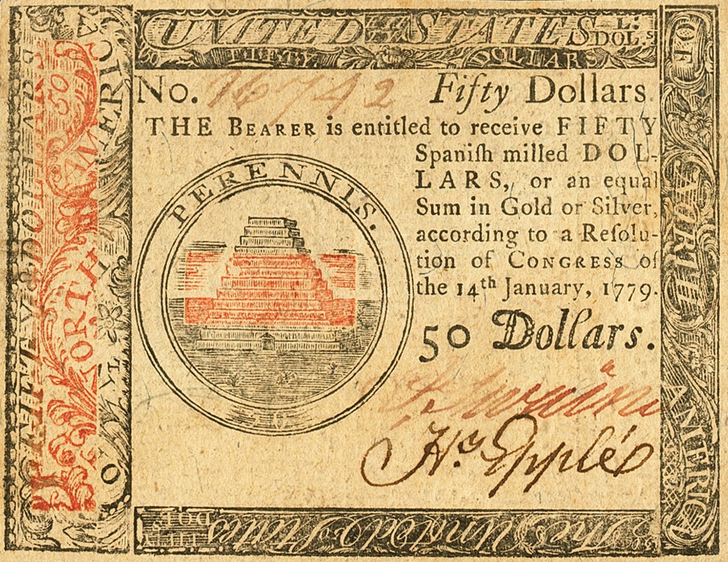 Front of United States pS197: 50 Dollars from 1779