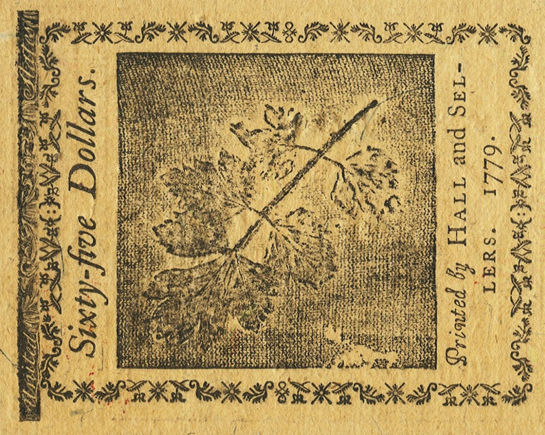 Back of United States pS200: 65 Dollars from 1779