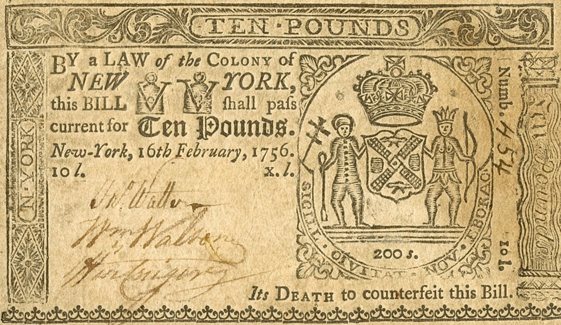 Front of United States pS2013: 10 Pounds from 1756