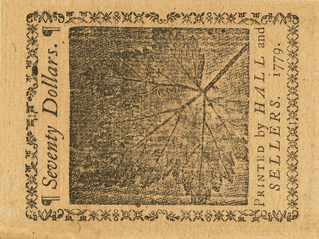 Back of United States pS201: 70 Dollars from 1779