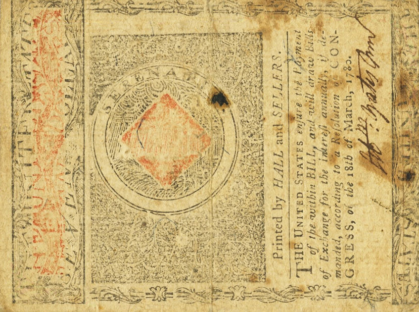 Back of United States pS2064: 7 Dollars from 1780