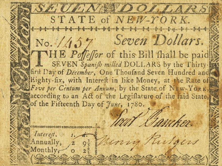 Front of United States pS2064: 7 Dollars from 1780