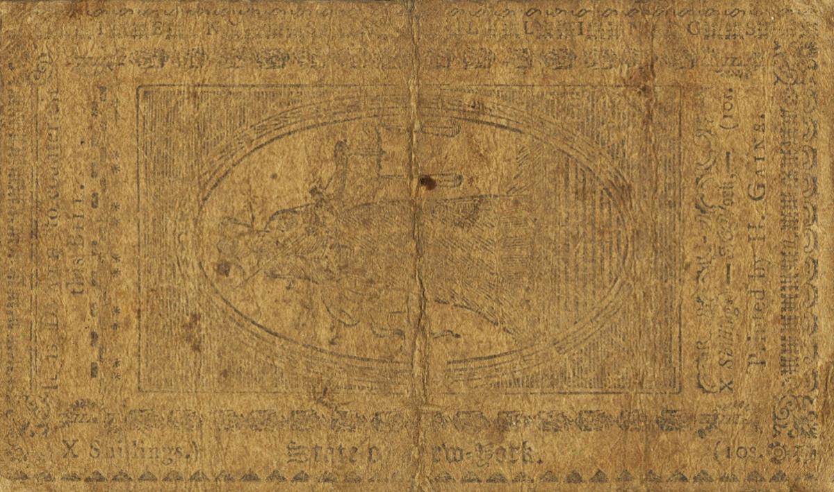 Back of United States pS2084: 10 Shillings from 1788