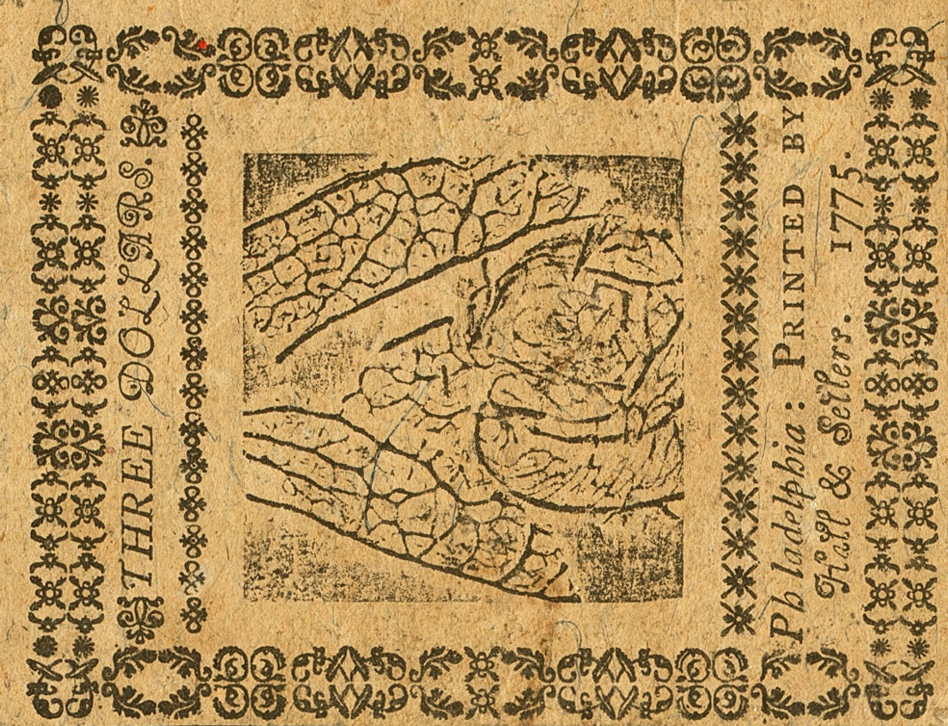 Back of United States pS2087: 3 Pounds from 1788