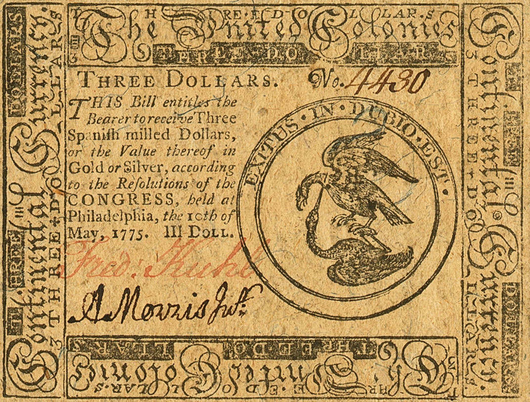 Front of United States pS2087: 3 Pounds from 1788