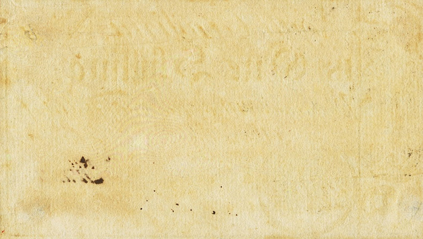 Back of United States pS2149b: 1 Shilling from 1754