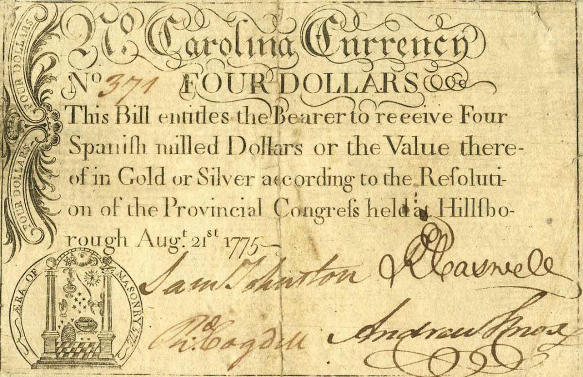 Front of United States pS2225: 4 Dollars from 1775