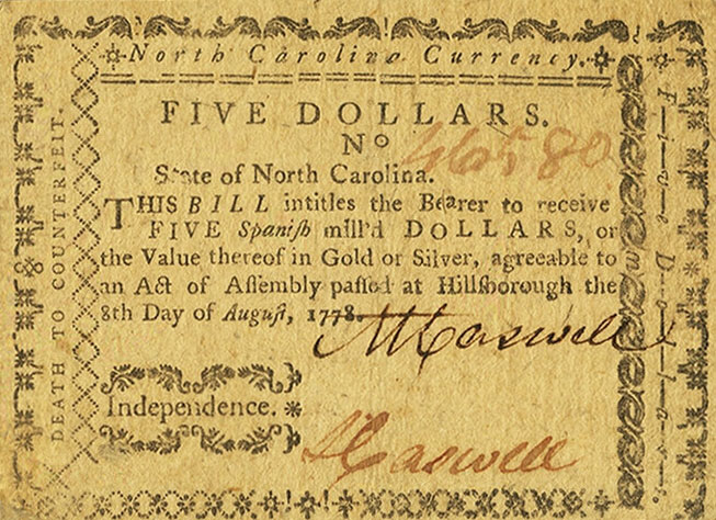 Front of United States pS2252b: 5 Dollars from 1778