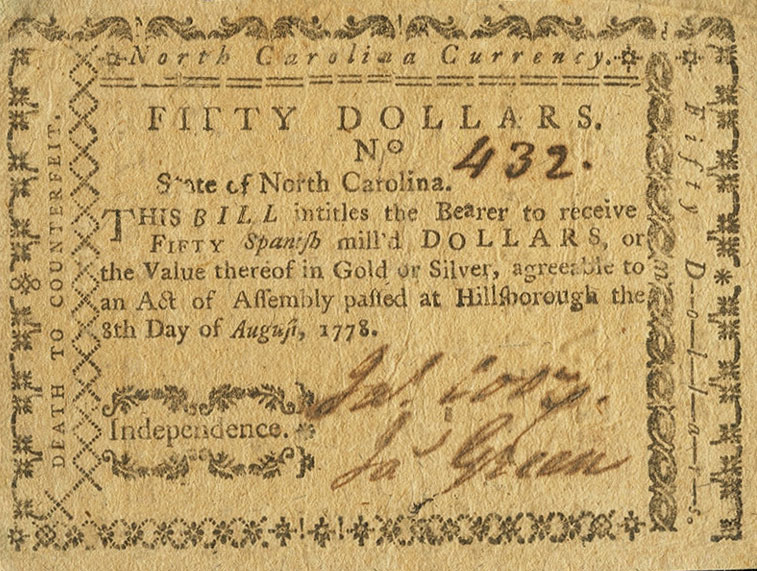 Front of United States pS2266a: 50 Dollars from 1780