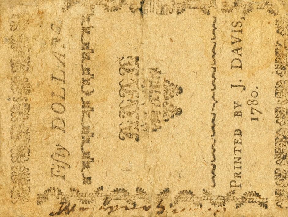 Back of United States pS2266c: 50 Dollars from 1780