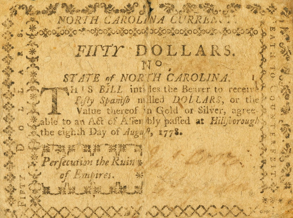 Front of United States pS2266c: 50 Dollars from 1780