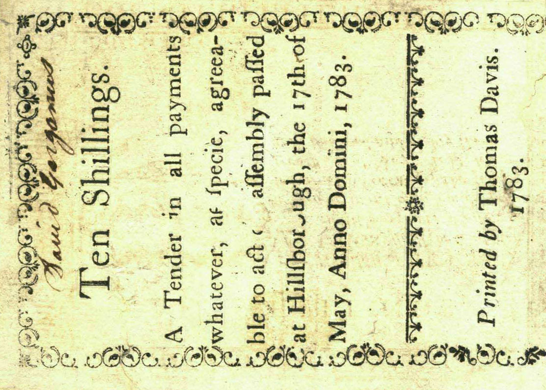 Back of United States pS2281: 10 Shillings from 1783