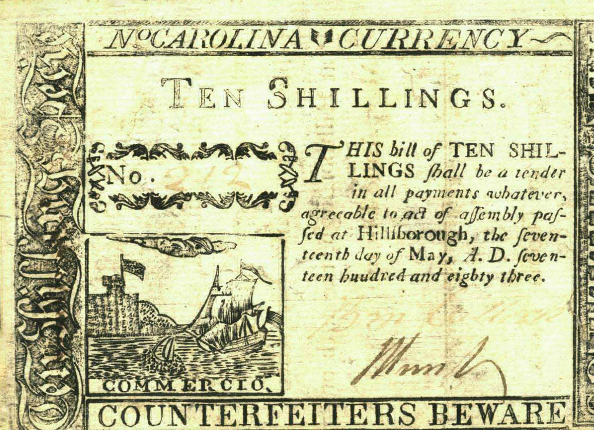Front of United States pS2281: 10 Shillings from 1783
