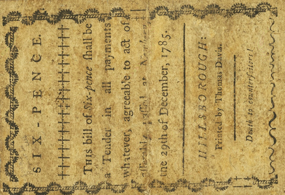 Back of United States pS2284: 6 Pence from 1785