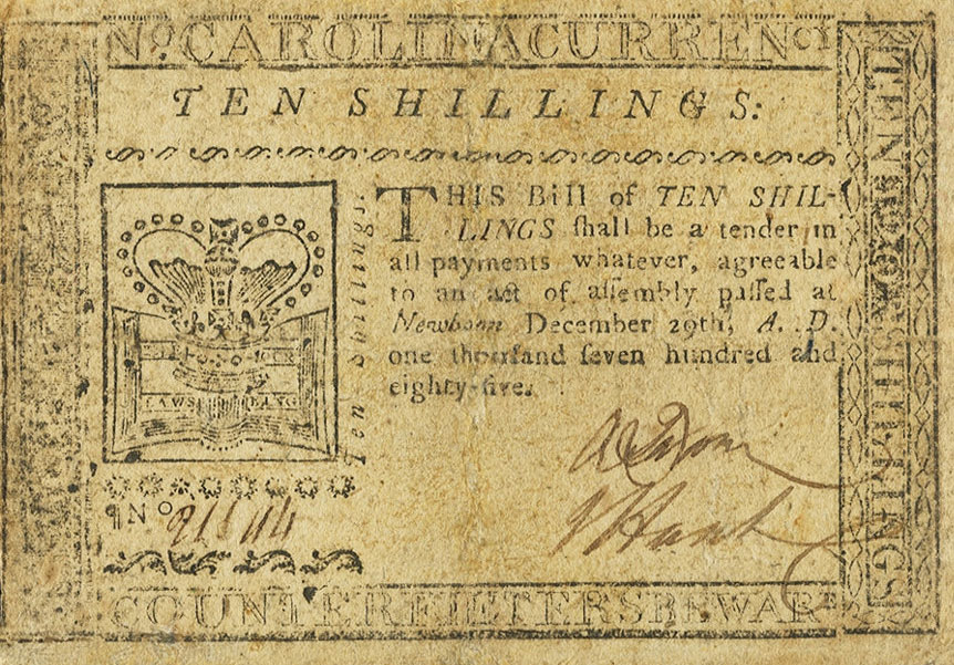 Front of United States pS2289: 10 Shillings from 1785