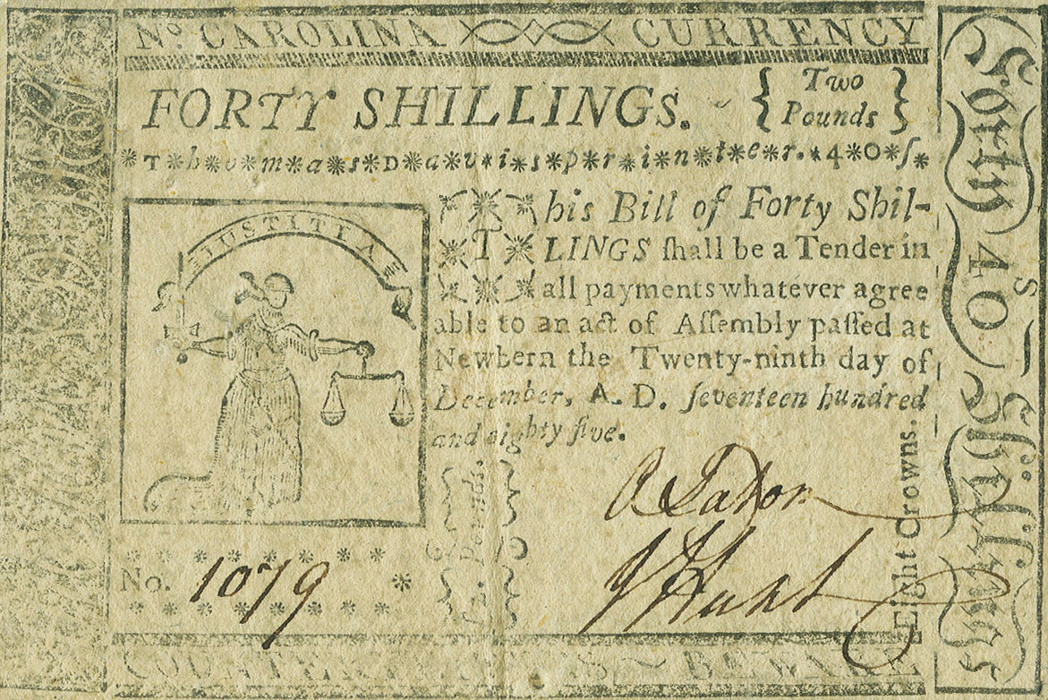 Front of United States pS2291: 40 Shillings from 1785