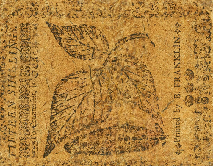 Back of United States pS2427: 15 Shillings from 1739