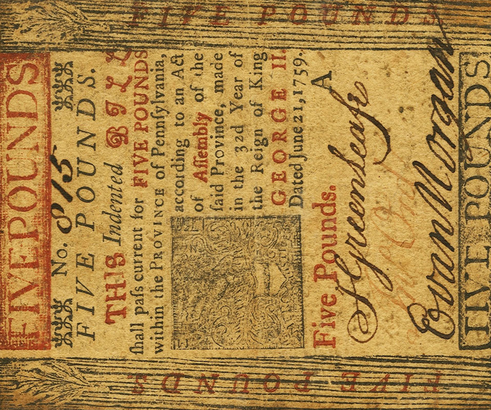 Front of United States pS2487: 5 Pounds from 1759
