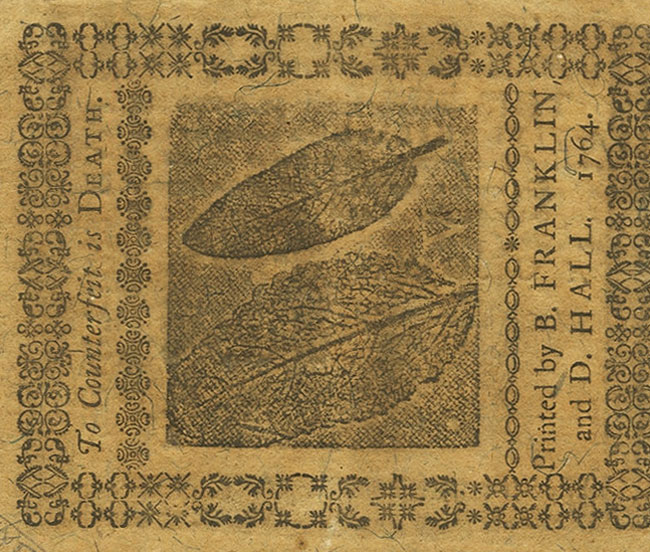Back of United States pS2506: 5 Shillings from 1764