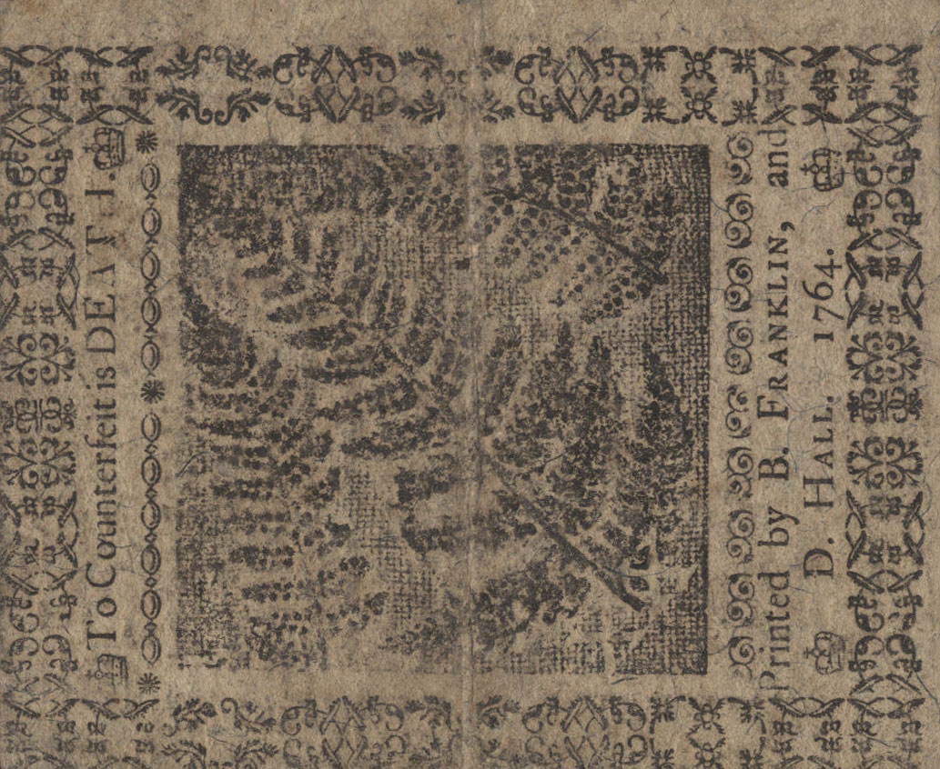Back of United States pS2508: 20 Shillings from 1764