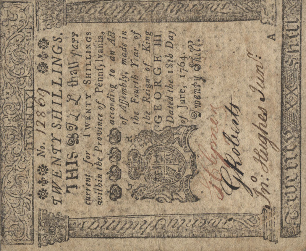 Front of United States pS2508: 20 Shillings from 1764