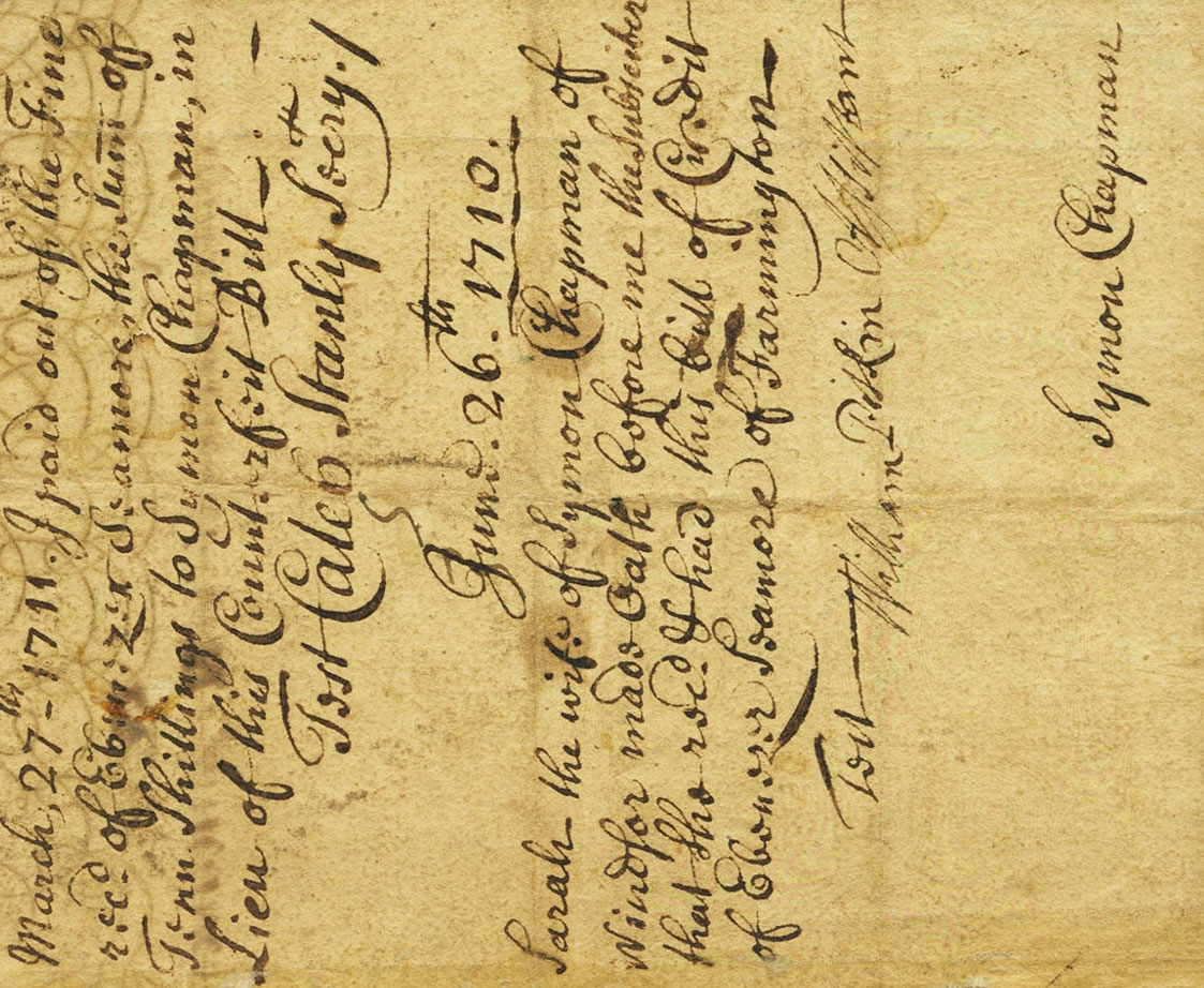 Back of United States pS255: 3 Shillings from 1709