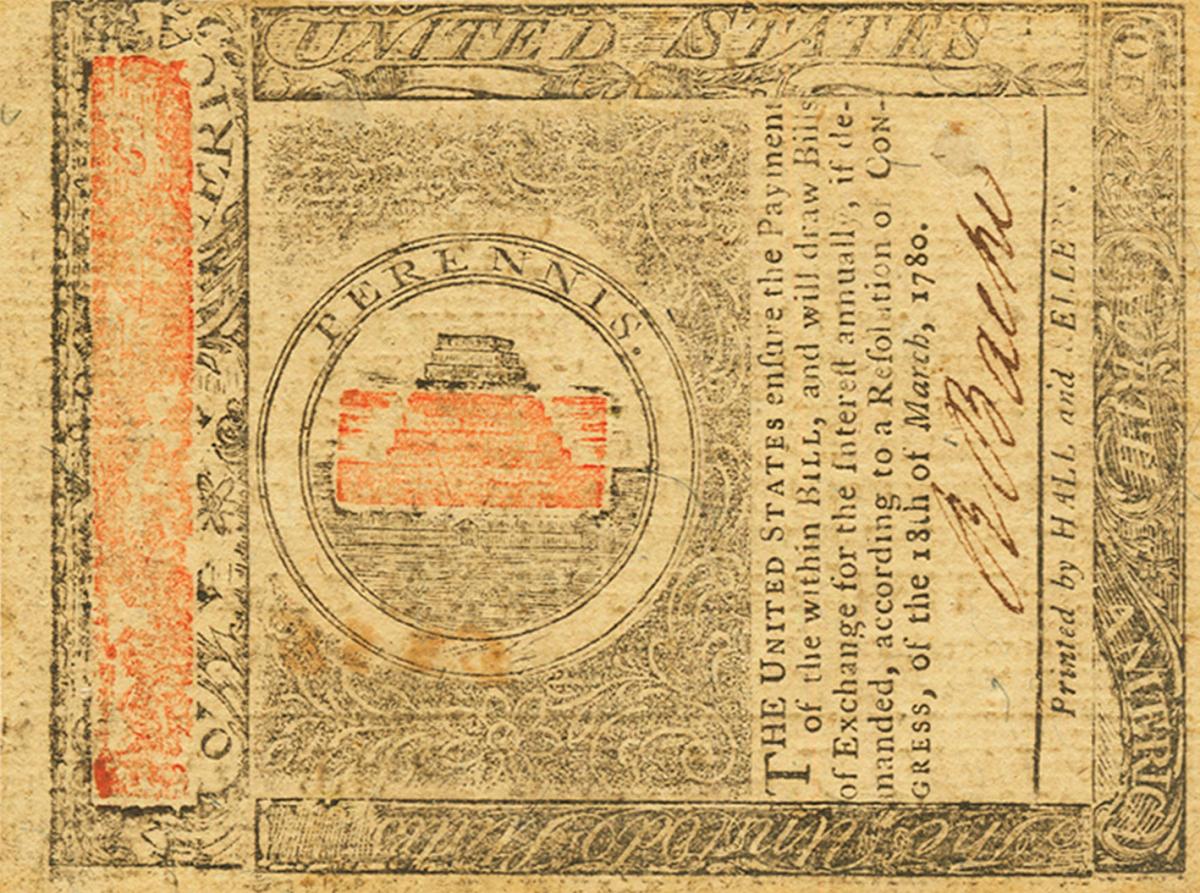 Back of United States pS2613: 5 Dollars from 1780