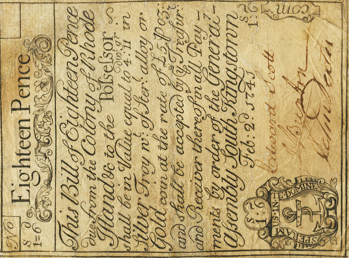 Front of United States pS2757: 1 Shilling from 1741