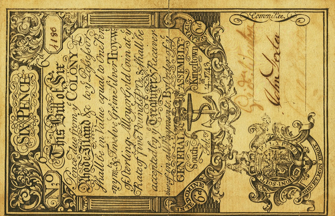 Front of United States pS2764: 6 Pence from 1743