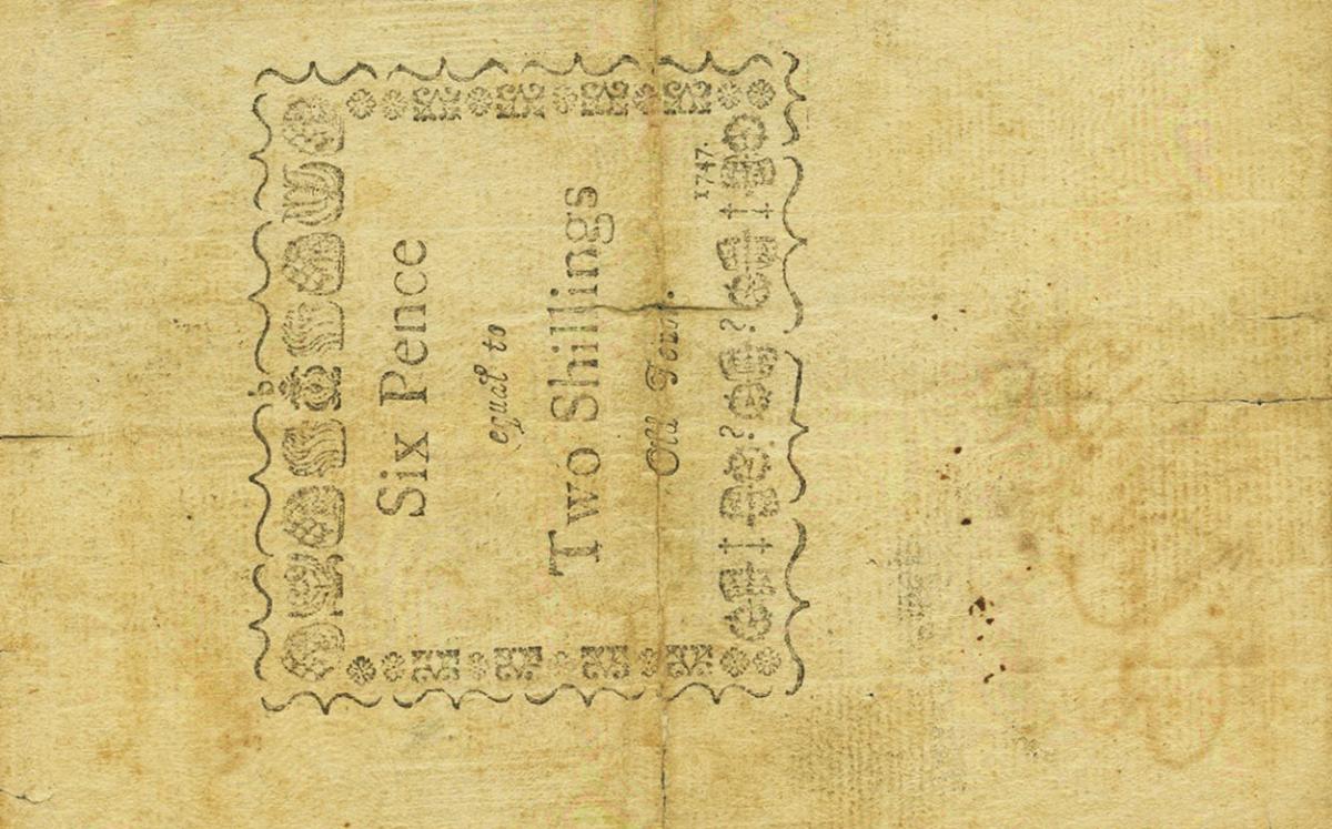 Back of United States pS2780: 6 Pence from 1746
