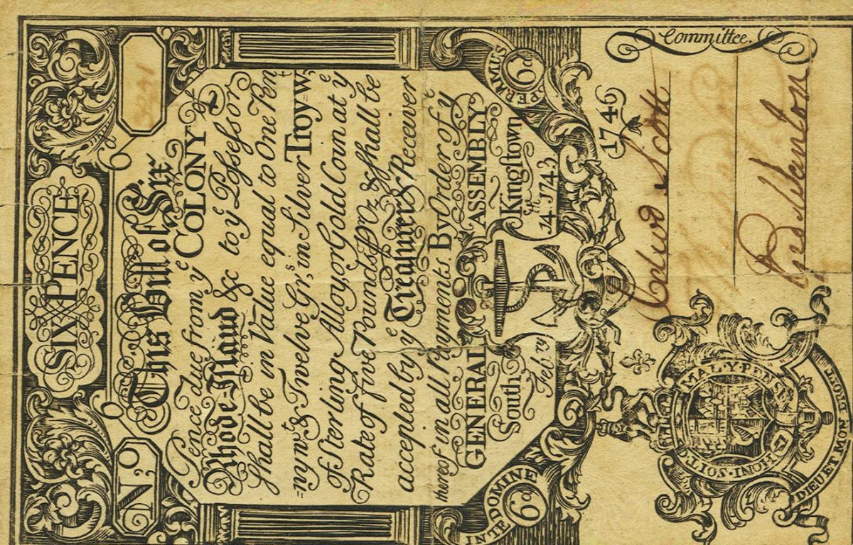 Front of United States pS2780: 6 Pence from 1746