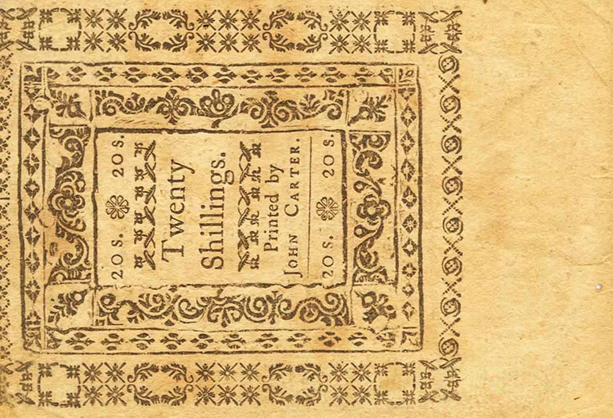 Back of United States pS2976: 20 Shillings from 1776