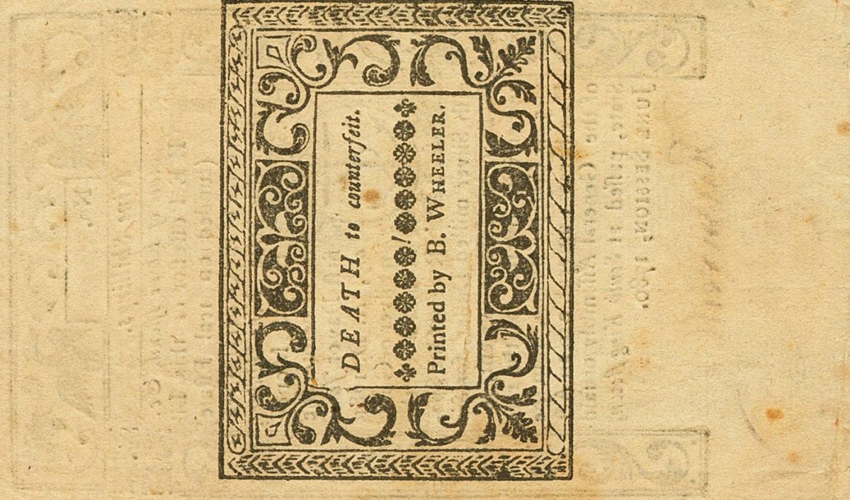 Back of United States pS3013: 9 Pence from 1780