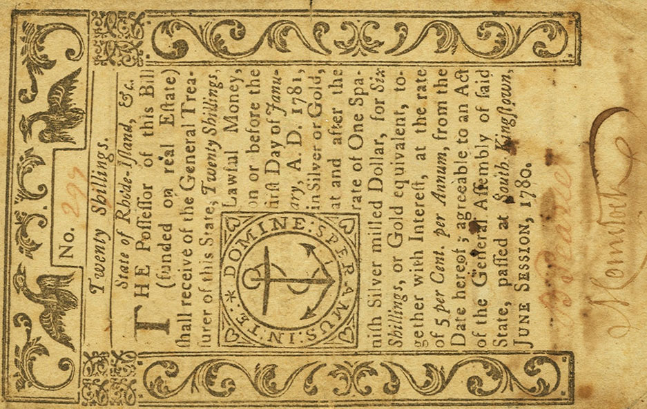 Front of United States pS3021: 20 Shillings from 1780