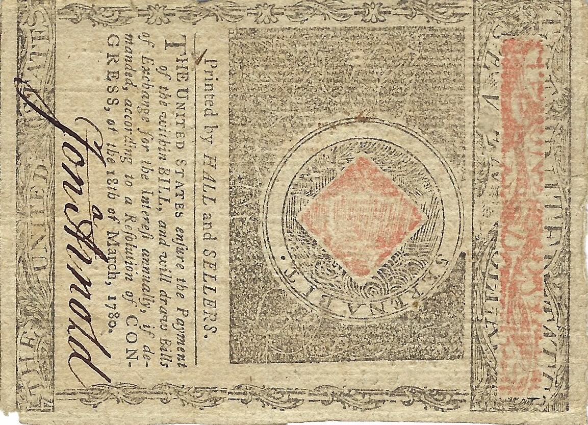 Back of United States pS3029: 7 Dollars from 1780