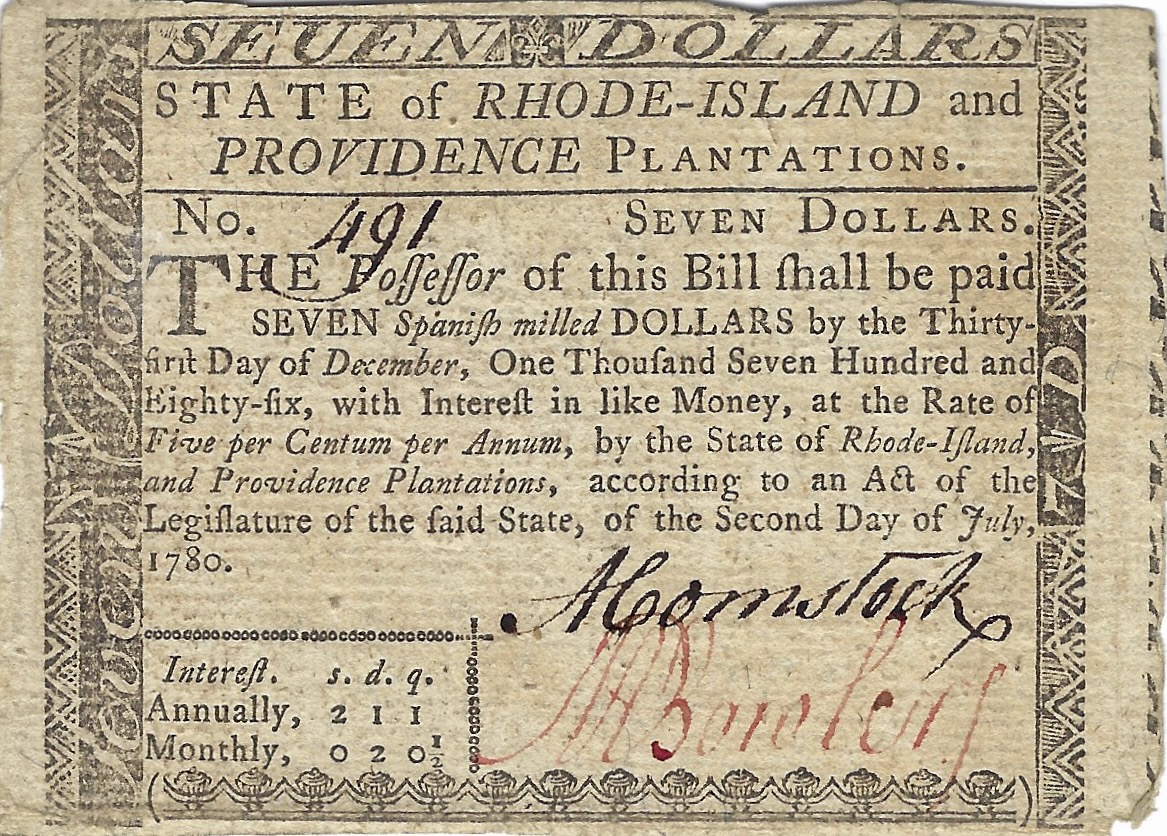 Front of United States pS3029: 7 Dollars from 1780