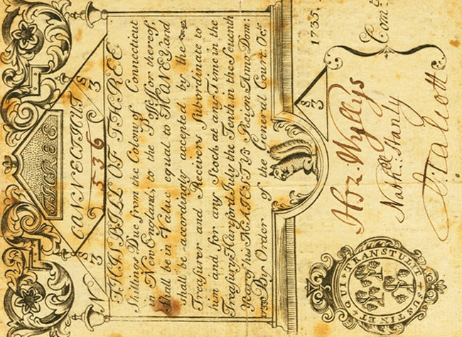 Front of United States pS319: 3 Shillings from 1735