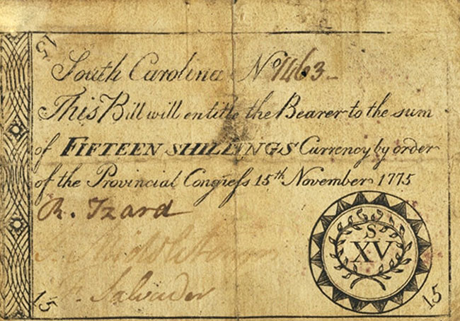 Front of United States pS3242: 15 Shillings from 1775