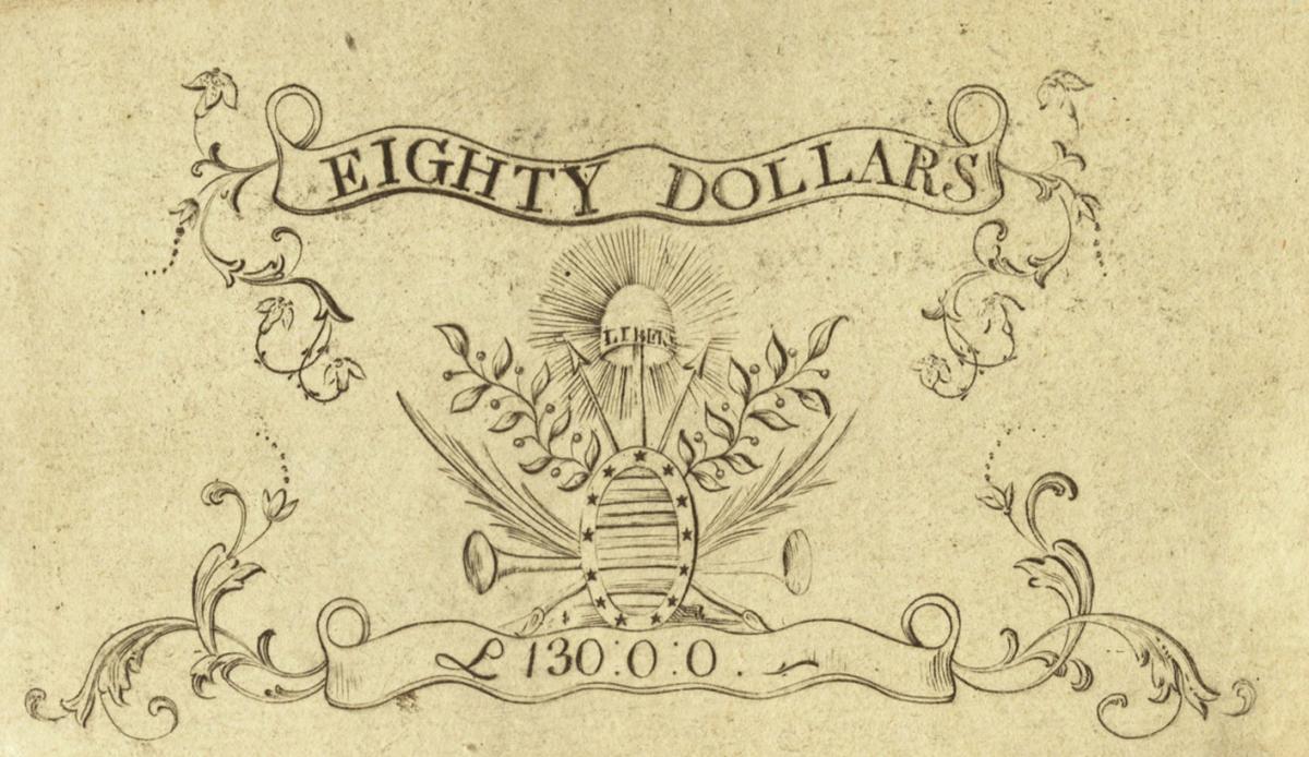 Back of United States pS3292: 80 Dollars from 1779